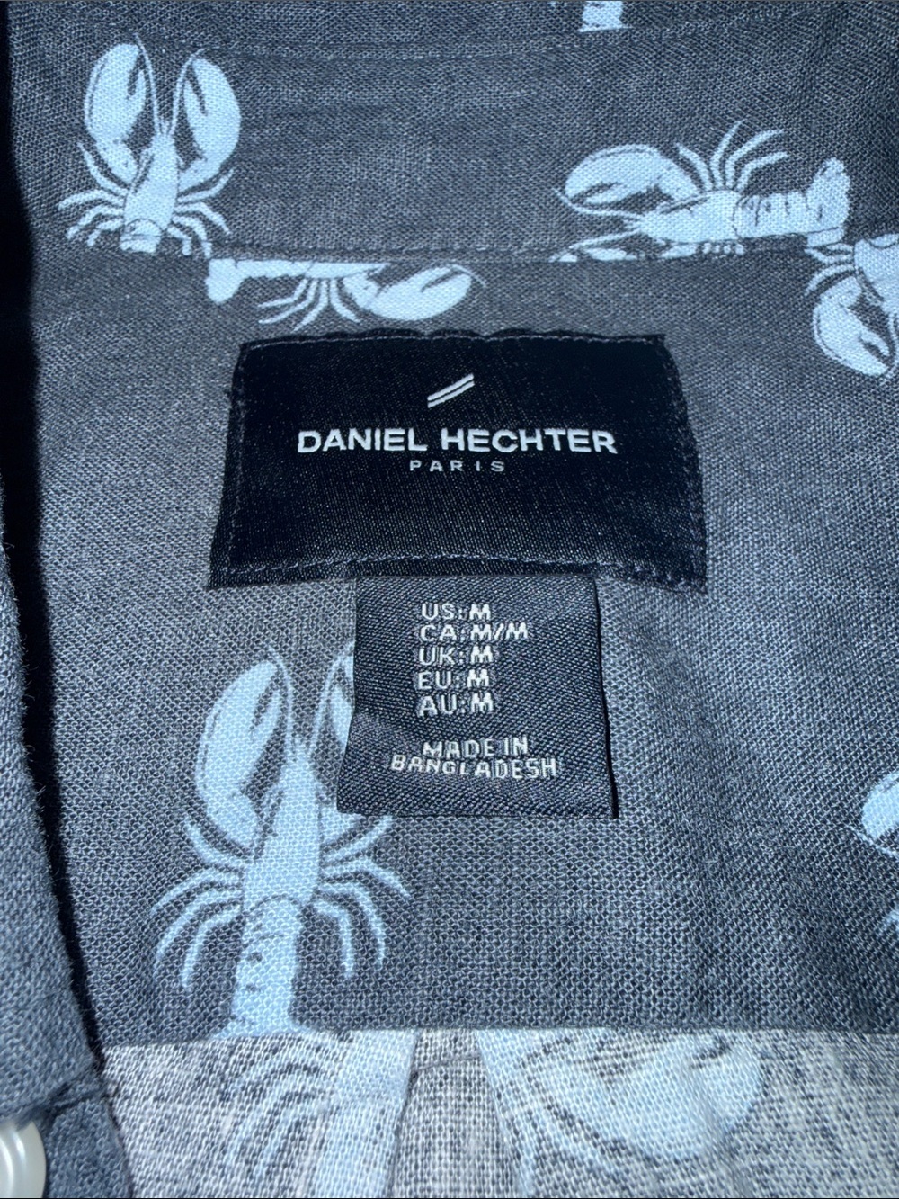 Daniel Hechter Navy Short-Sleeve Button-Down Shirt with Light Blue Lobster Motif - Picture 3 of 4